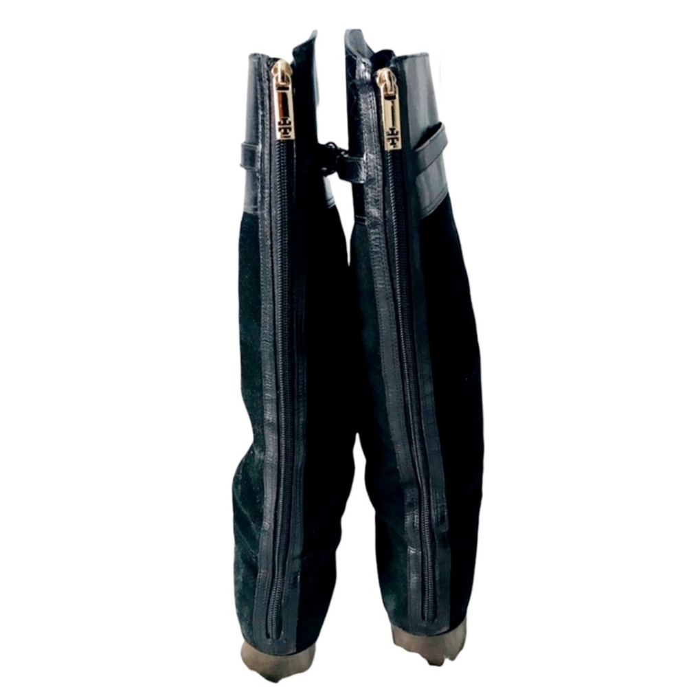 Tory Burch Jenna Black Suede & Leather Riding boot sz6.5 - Picture 5 of 6